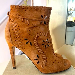 Ivanka Trump suede peep toe heels